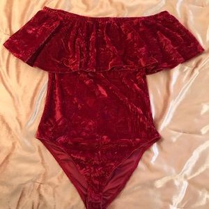 Beautiful burgundy off the shoulder bodysuit